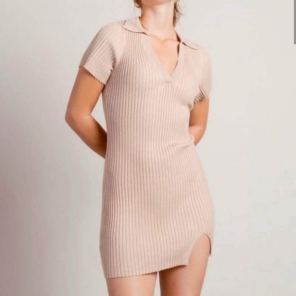 TAN COLLARED DRESS